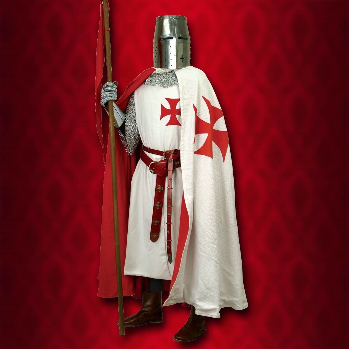 Templar Cape Lined in Red. Windlass. Capa Caballero Templario. Marto